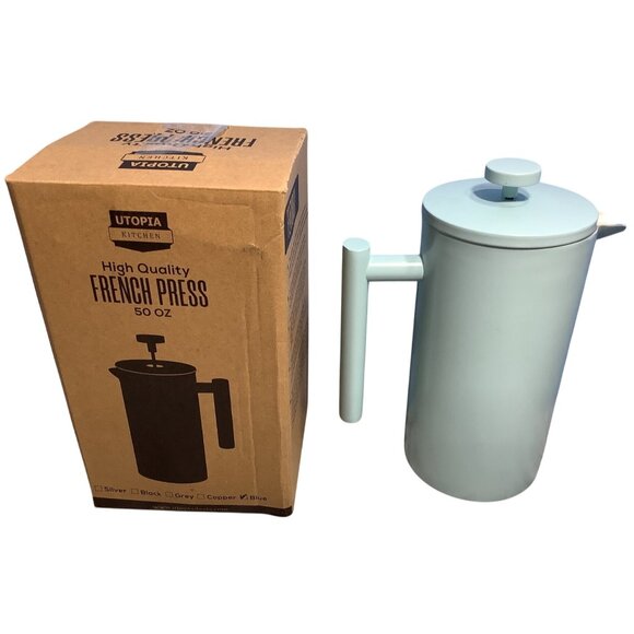 Utopia Kitchen 50 Oz Stainless Steel French Press Coffee & Tea Maker Light Blue - Picture 2 of 6